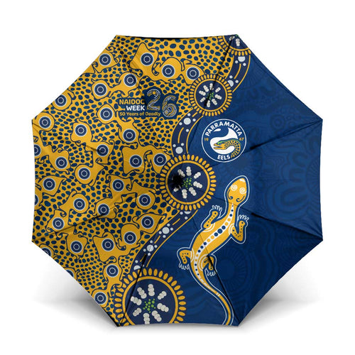 Parramatta Eels NAIDOC Week 2026 Umbrella Aboriginal Lizard Dot Painting - 50 Years of Deadly