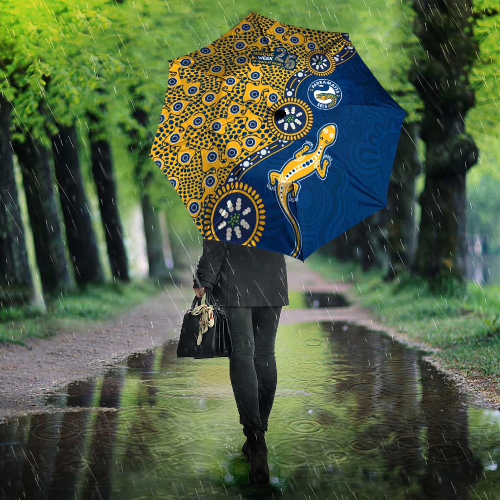 Parramatta Eels NAIDOC Week 2026 Umbrella Aboriginal Lizard Dot Painting - 50 Years of Deadly