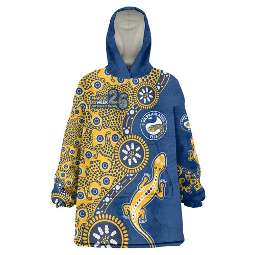 Parramatta Eels NAIDOC Week 2026 Wearable Blanket Hoodie Aboriginal Lizard Dot Painting - 50 Years of Deadly