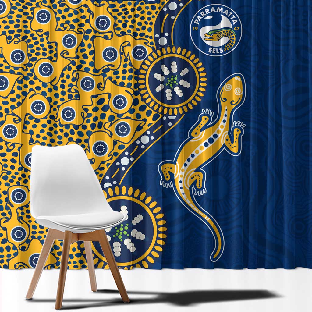 Parramatta Eels NAIDOC Week 2026 Window Curtain Aboriginal Lizard Dot Painting - 50 Years of Deadly