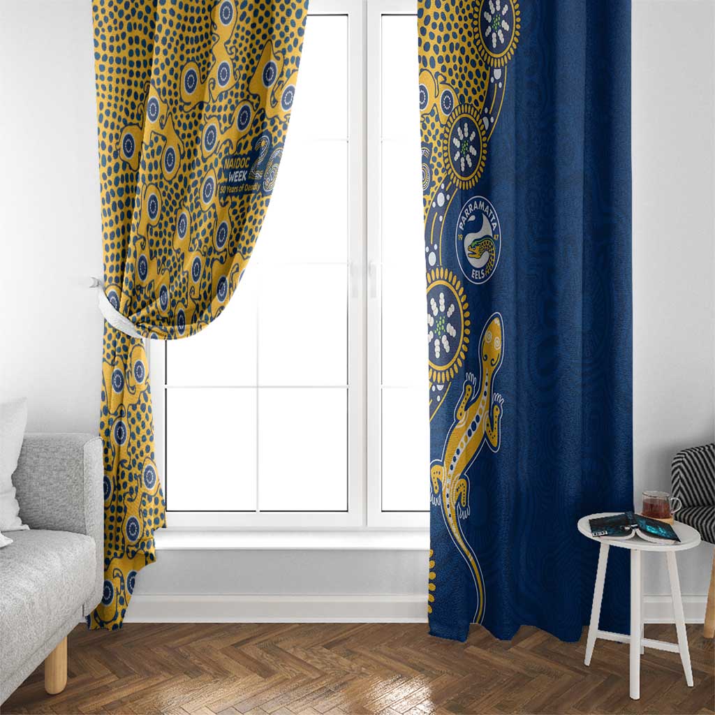 Parramatta Eels NAIDOC Week 2026 Window Curtain Aboriginal Lizard Dot Painting - 50 Years of Deadly