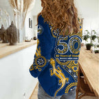 Parramatta Eels NAIDOC Week 2026 Women Casual Shirt Aboriginal Lizard Dot Painting - 50 Years of Deadly