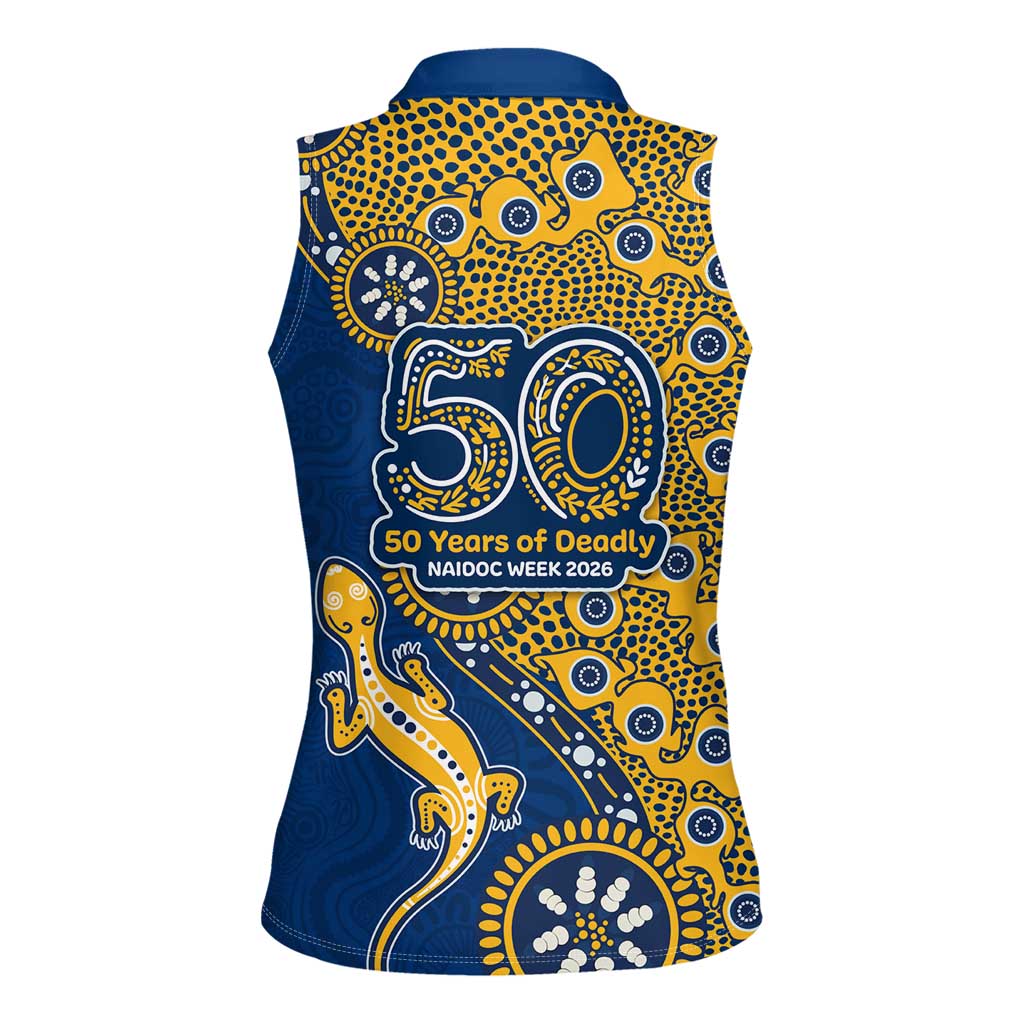 Parramatta Eels NAIDOC Week 2026 Women Sleeveless Polo Shirt Aboriginal Lizard Dot Painting - 50 Years of Deadly