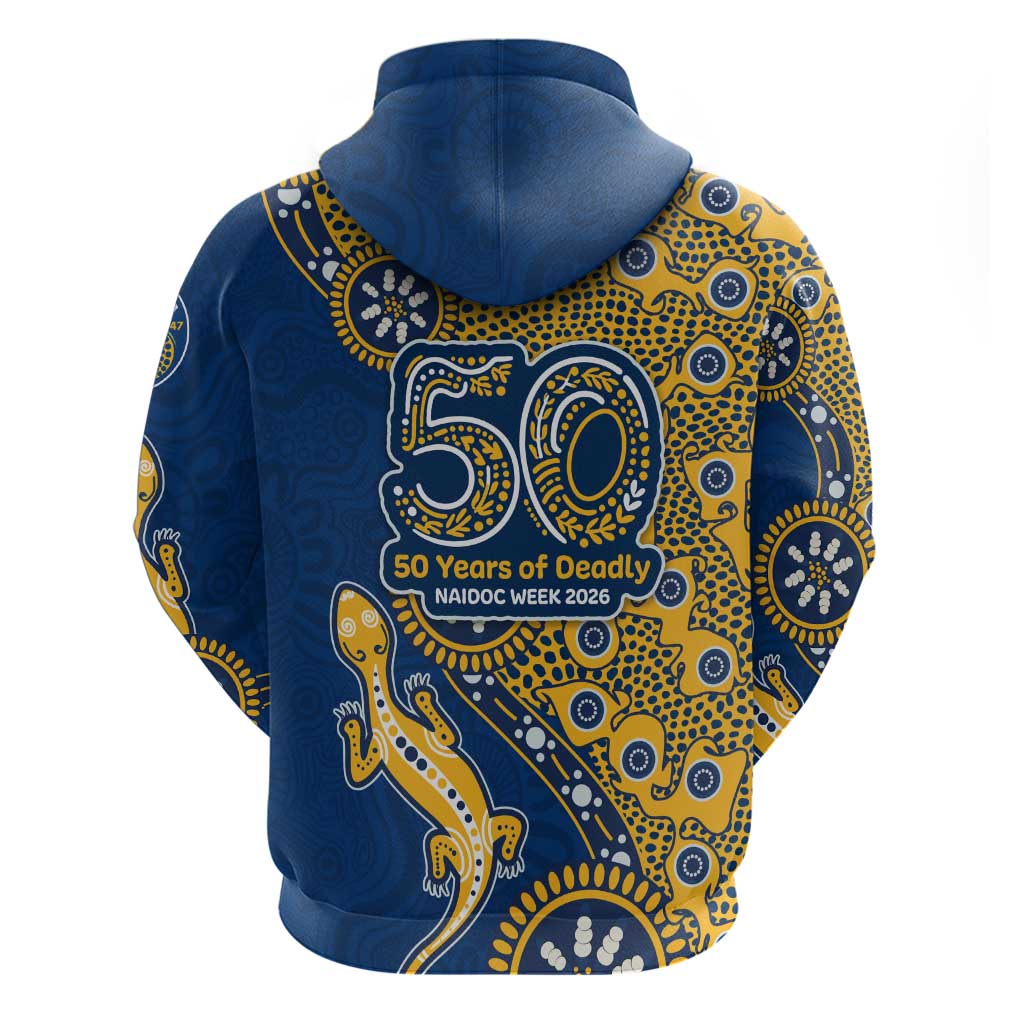 Parramatta Eels NAIDOC Week 2026 Zip Hoodie Aboriginal Lizard Dot Painting - 50 Years of Deadly