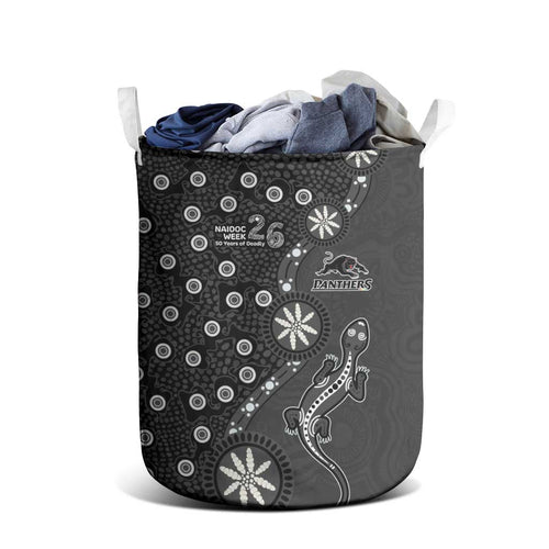 Penrith Panthers NAIDOC Week 2026 Laundry Basket Aboriginal Lizard Dot Painting - 50 Years of Deadly
