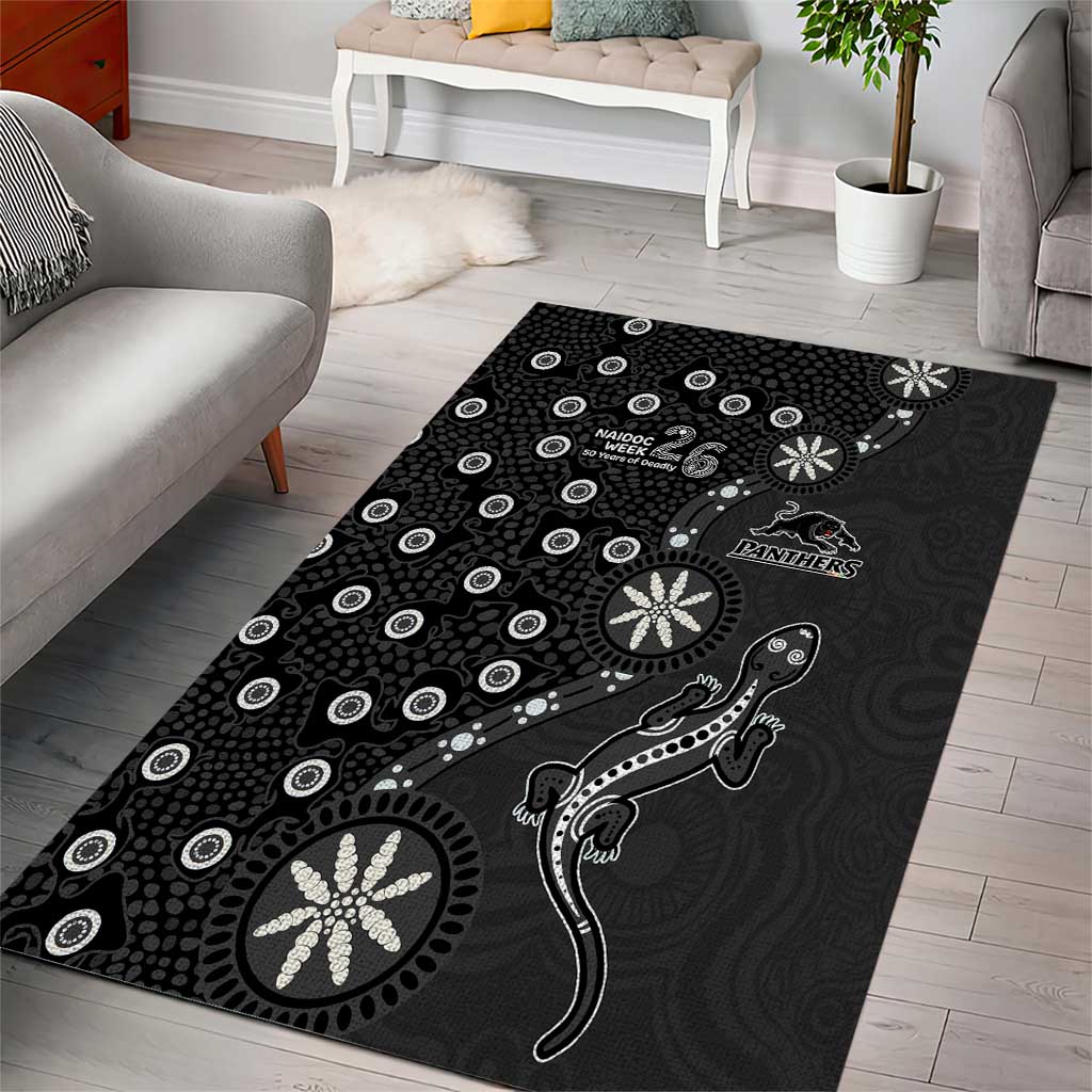 Penrith Panthers NAIDOC Week 2026 Area Rug Aboriginal Lizard Dot Painting - 50 Years of Deadly