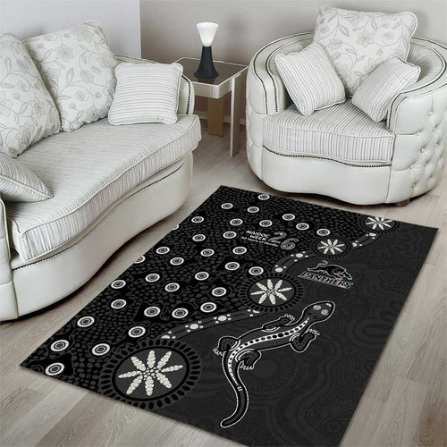 Penrith Panthers NAIDOC Week 2026 Area Rug Aboriginal Lizard Dot Painting - 50 Years of Deadly