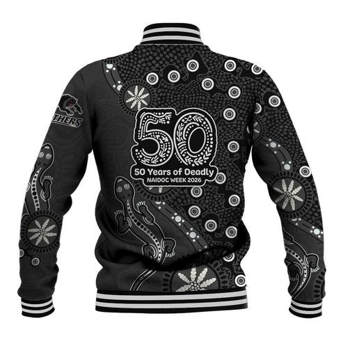 Penrith Panthers NAIDOC Week 2026 Baseball Jacket Aboriginal Lizard Dot Painting - 50 Years of Deadly
