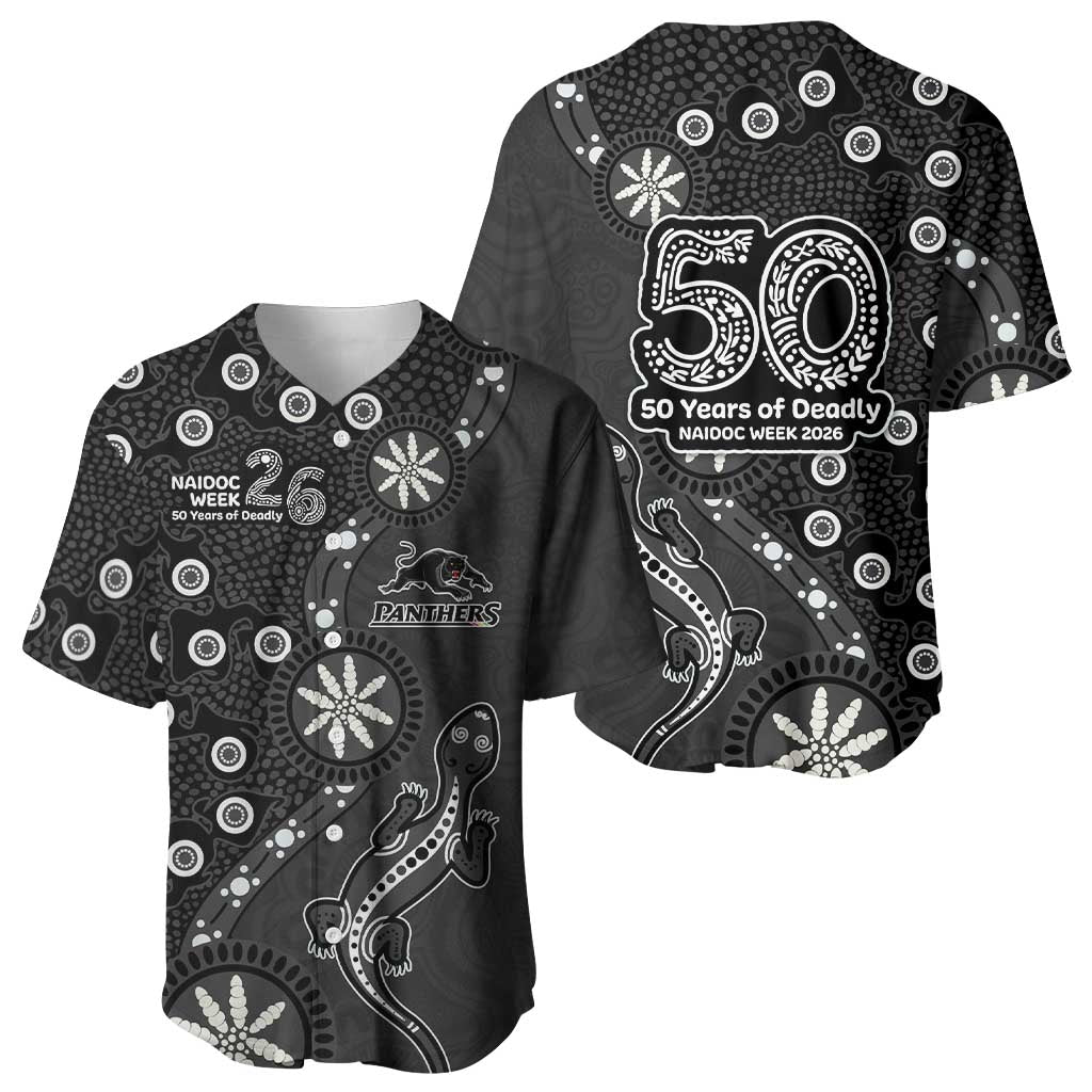 Penrith Panthers NAIDOC Week 2026 Baseball Jersey Aboriginal Lizard Dot Painting - 50 Years of Deadly