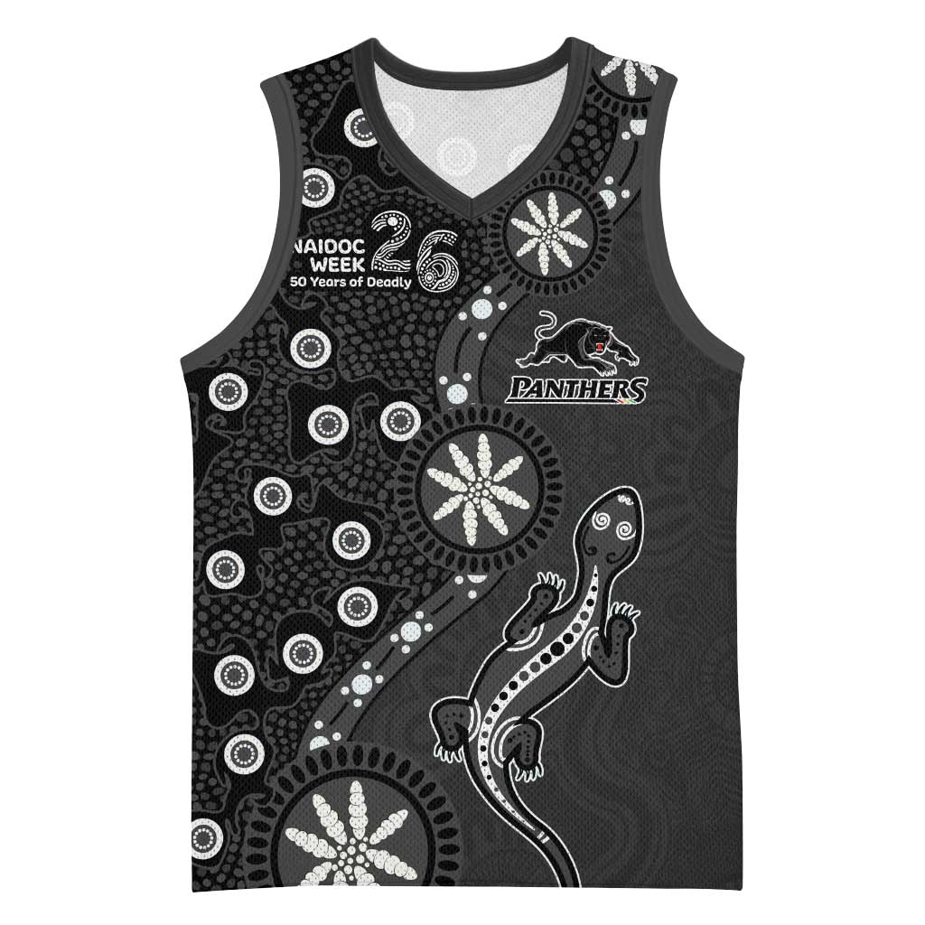 Penrith Panthers NAIDOC Week 2026 Basketball Jersey Aboriginal Lizard Dot Painting - 50 Years of Deadly