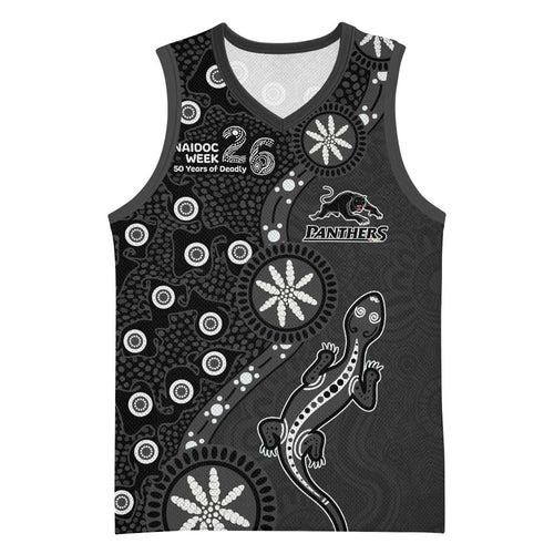 Penrith Panthers NAIDOC Week 2026 Basketball Jersey Aboriginal Lizard Dot Painting - 50 Years of Deadly