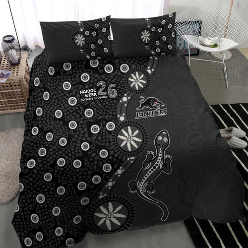 Penrith Panthers NAIDOC Week 2026 Bedding Set Aboriginal Lizard Dot Painting - 50 Years of Deadly