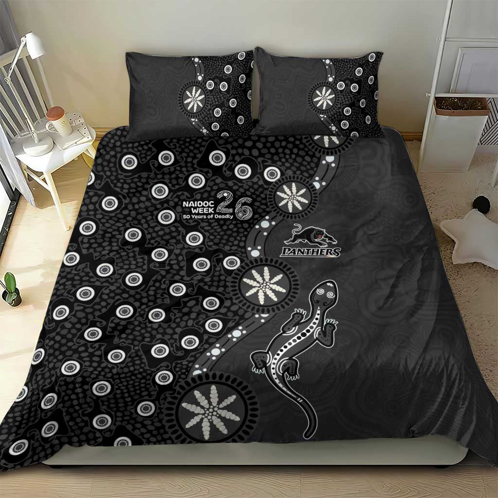 Penrith Panthers NAIDOC Week 2026 Bedding Set Aboriginal Lizard Dot Painting - 50 Years of Deadly