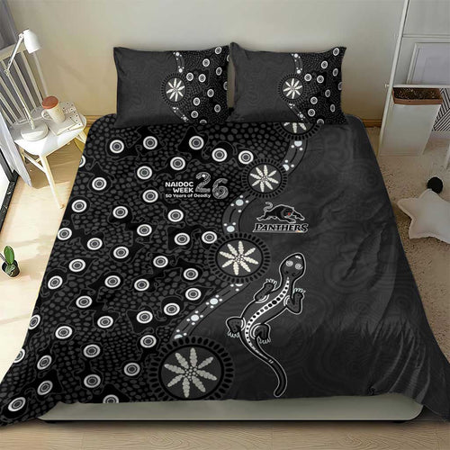 Penrith Panthers NAIDOC Week 2026 Bedding Set Aboriginal Lizard Dot Painting - 50 Years of Deadly