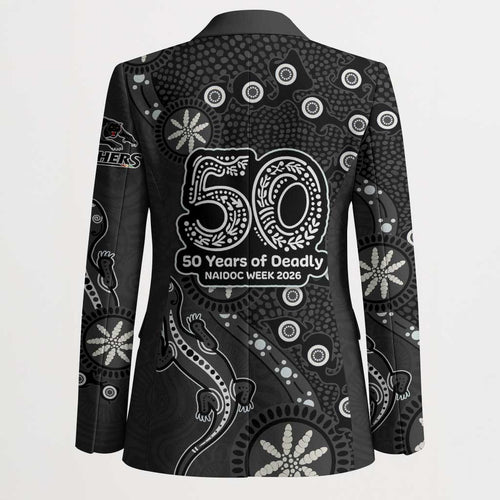 Penrith Panthers NAIDOC Week 2026 Blazer Aboriginal Lizard Dot Painting - 50 Years of Deadly