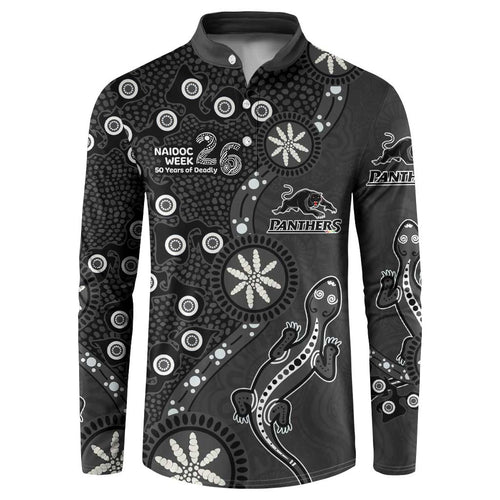 Penrith Panthers NAIDOC Week 2026 Button Sweatshirt Aboriginal Lizard Dot Painting - 50 Years of Deadly