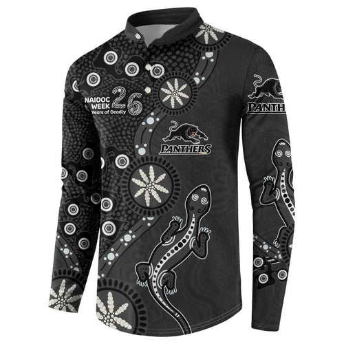 Penrith Panthers NAIDOC Week 2026 Button Sweatshirt Aboriginal Lizard Dot Painting - 50 Years of Deadly