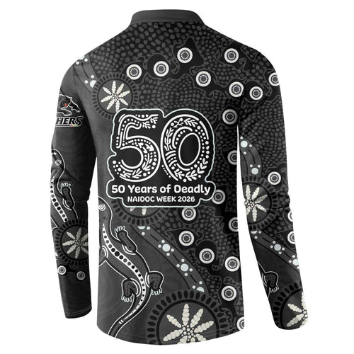 Penrith Panthers NAIDOC Week 2026 Button Sweatshirt Aboriginal Lizard Dot Painting - 50 Years of Deadly