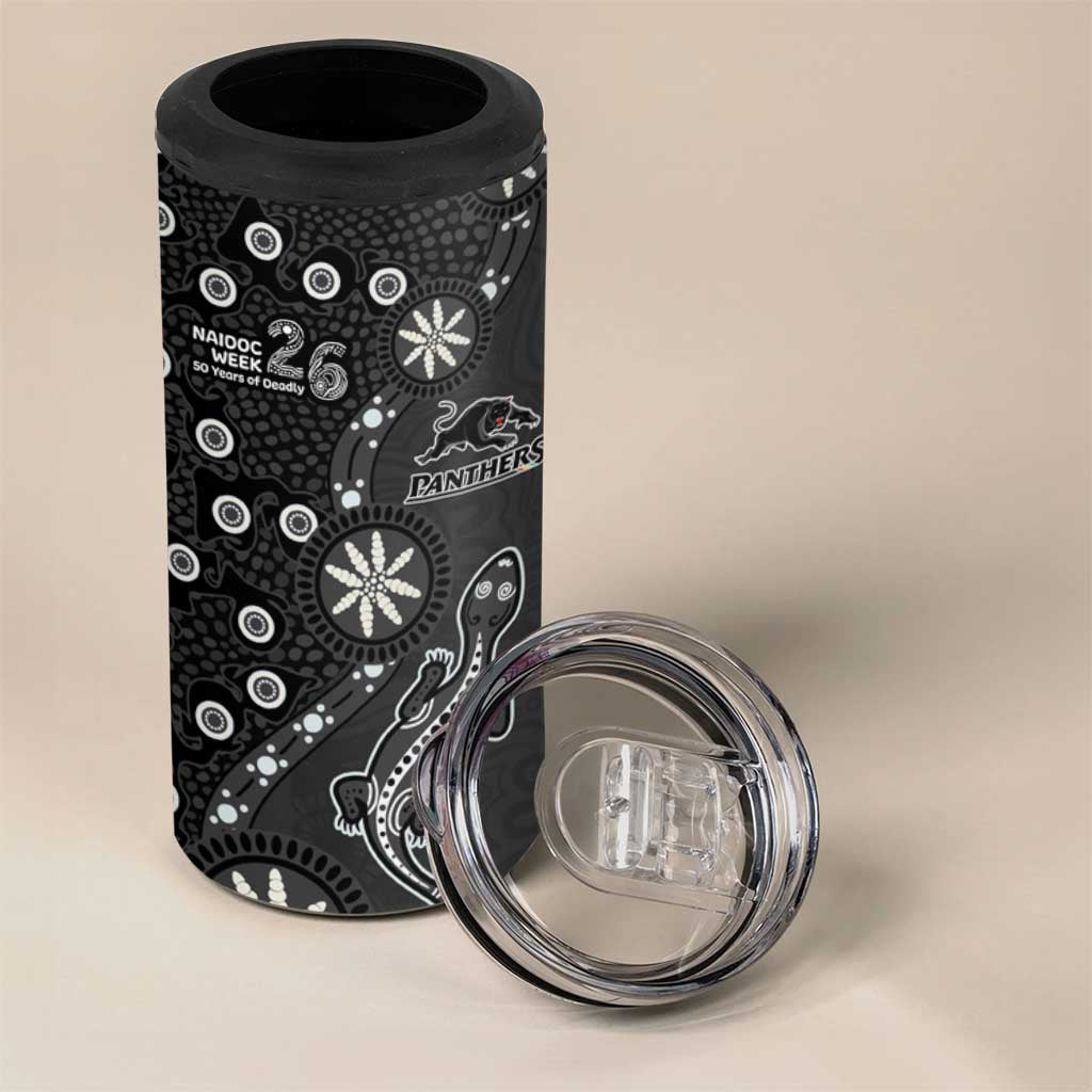 Penrith Panthers NAIDOC Week 2026 4 in 1 Can Cooler Tumbler Aboriginal Lizard Dot Painting - 50 Years of Deadly