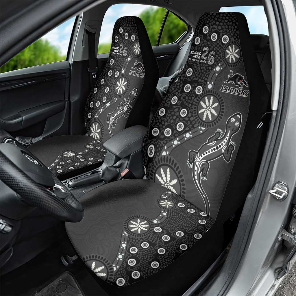 Penrith Panthers NAIDOC Week 2026 Car Seat Cover Aboriginal Lizard Dot Painting - 50 Years of Deadly