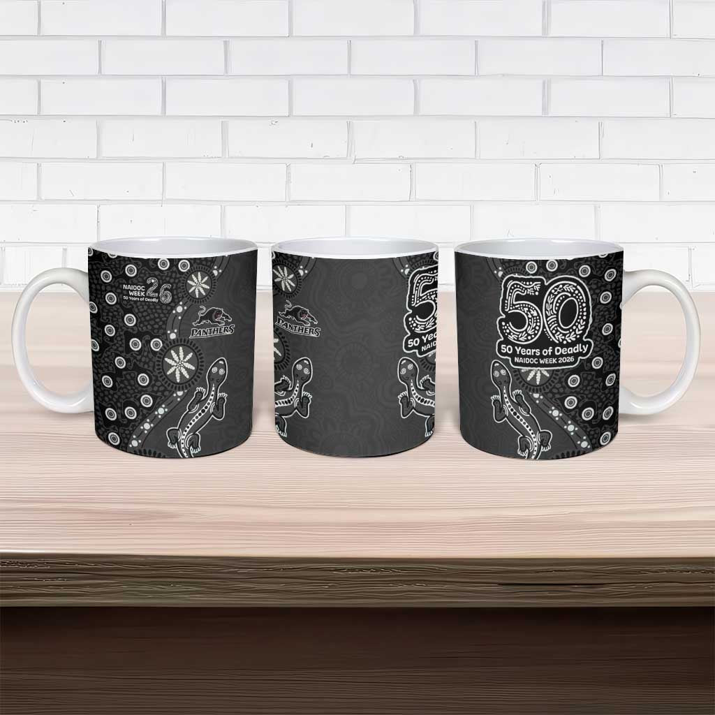 Penrith Panthers NAIDOC Week 2026 Ceramic Mug Aboriginal Lizard Dot Painting - 50 Years of Deadly