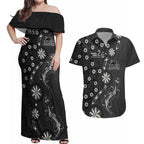 Penrith Panthers NAIDOC Week 2026 Couples Matching Off Shoulder Maxi Dress and Hawaiian Shirt Aboriginal Lizard Dot Painting - 50 Years of Deadly