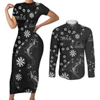 Penrith Panthers NAIDOC Week 2026 Couples Matching Short Sleeve Bodycon Dress and Long Sleeve Button Shirt Aboriginal Lizard Dot Painting - 50 Years of Deadly