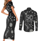 Penrith Panthers NAIDOC Week 2026 Couples Matching Short Sleeve Bodycon Dress and Long Sleeve Button Shirt Aboriginal Lizard Dot Painting - 50 Years of Deadly