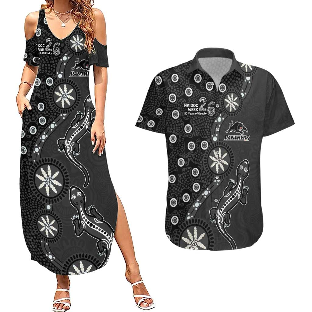 Penrith Panthers NAIDOC Week 2026 Couples Matching Summer Maxi Dress and Hawaiian Shirt Aboriginal Lizard Dot Painting - 50 Years of Deadly