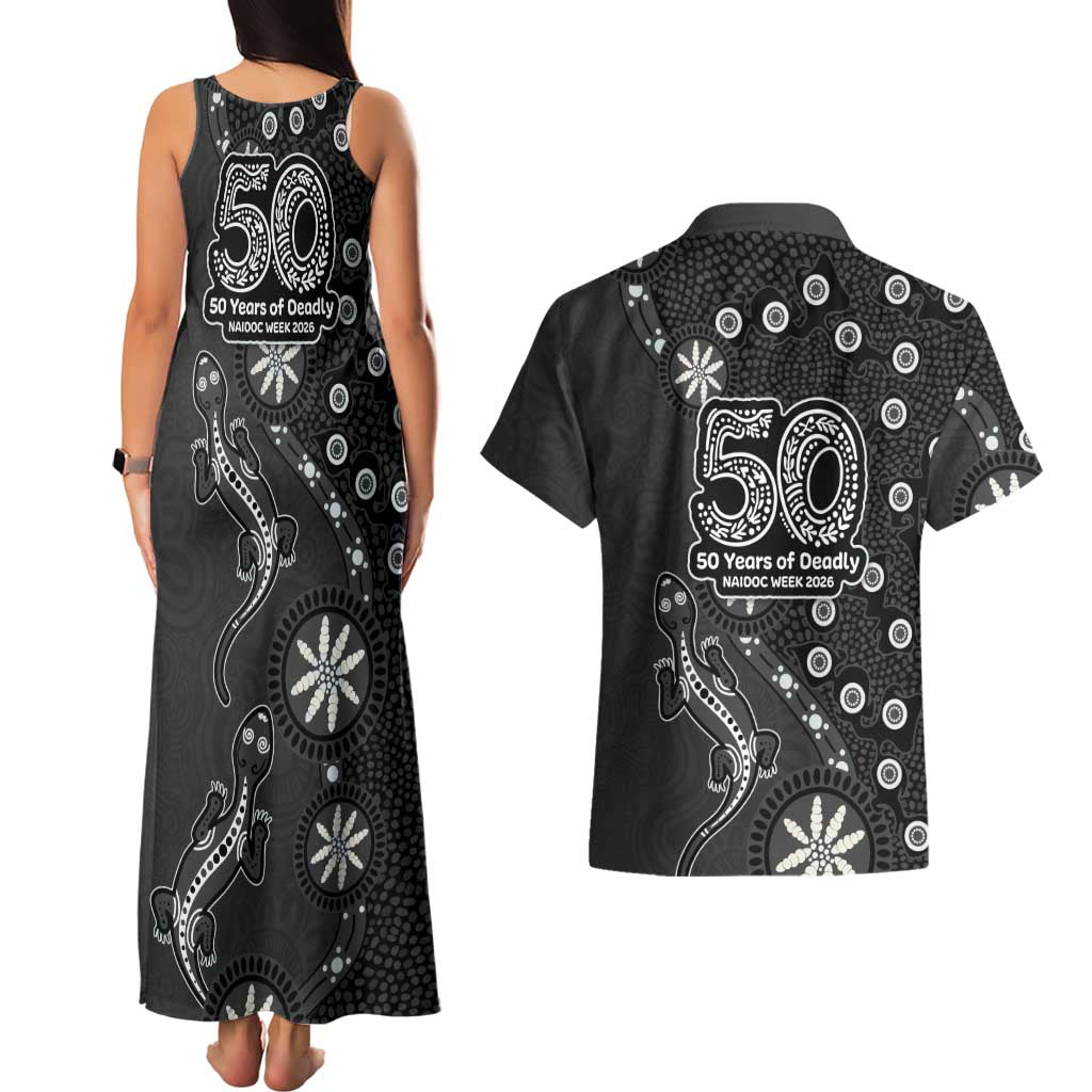 Penrith Panthers NAIDOC Week 2026 Couples Matching Tank Maxi Dress and Hawaiian Shirt Aboriginal Lizard Dot Painting - 50 Years of Deadly
