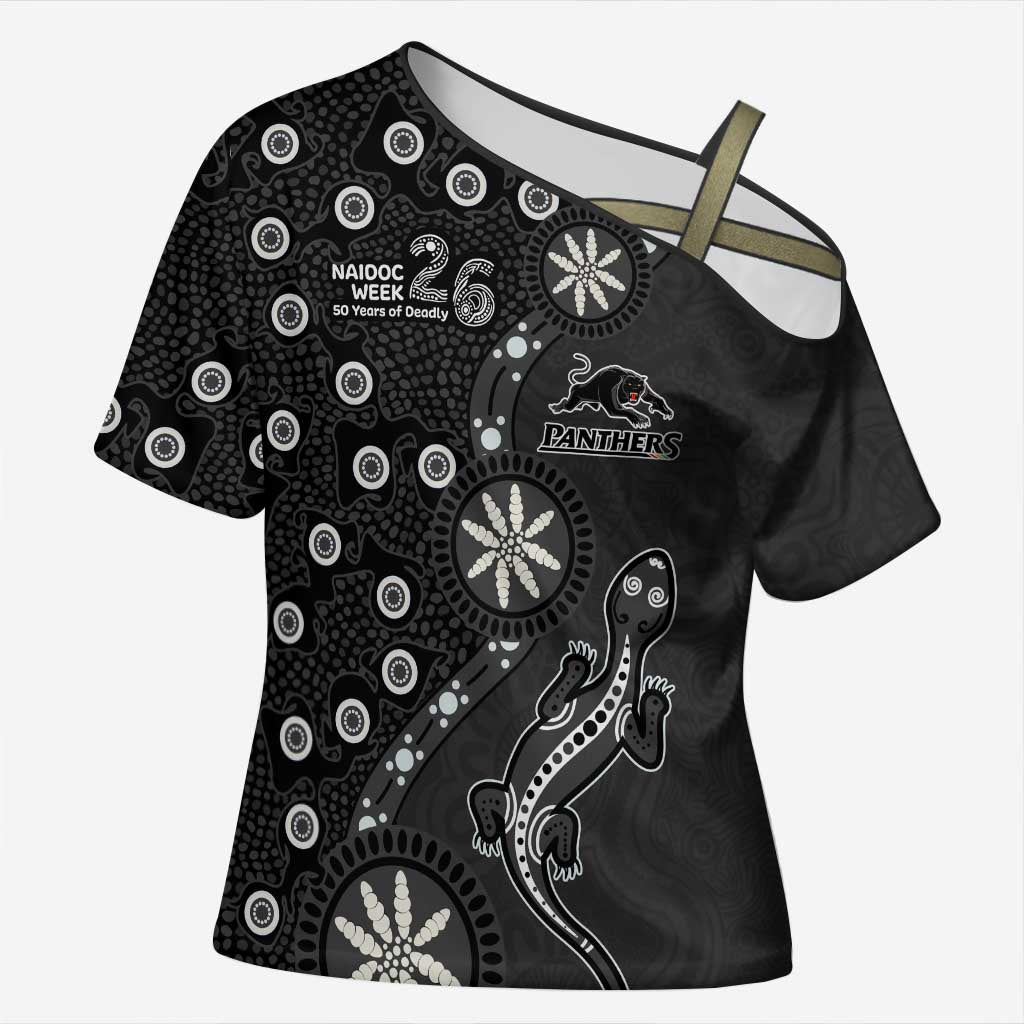 Penrith Panthers NAIDOC Week 2026 Cross Shoulder Shirt Aboriginal Lizard Dot Painting - 50 Years of Deadly