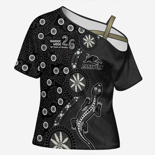 Penrith Panthers NAIDOC Week 2026 Cross Shoulder Shirt Aboriginal Lizard Dot Painting - 50 Years of Deadly