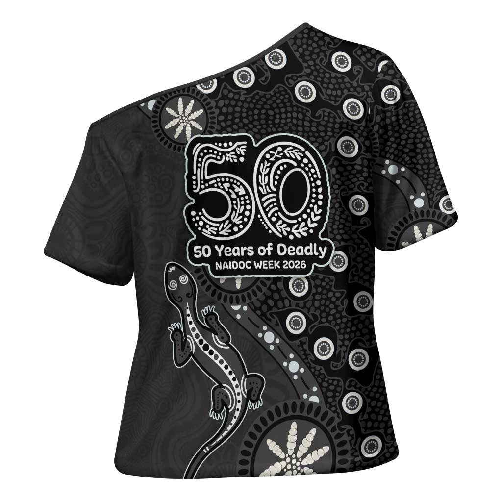 Penrith Panthers NAIDOC Week 2026 Cross Shoulder Shirt Aboriginal Lizard Dot Painting - 50 Years of Deadly