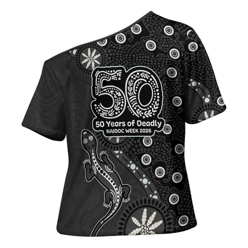 Penrith Panthers NAIDOC Week 2026 Cross Shoulder Shirt Aboriginal Lizard Dot Painting - 50 Years of Deadly