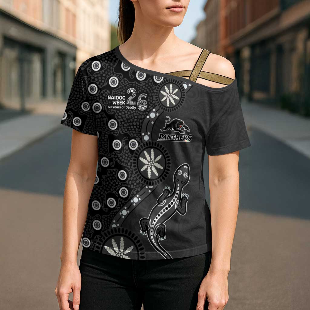 Penrith Panthers NAIDOC Week 2026 Cross Shoulder Shirt Aboriginal Lizard Dot Painting - 50 Years of Deadly