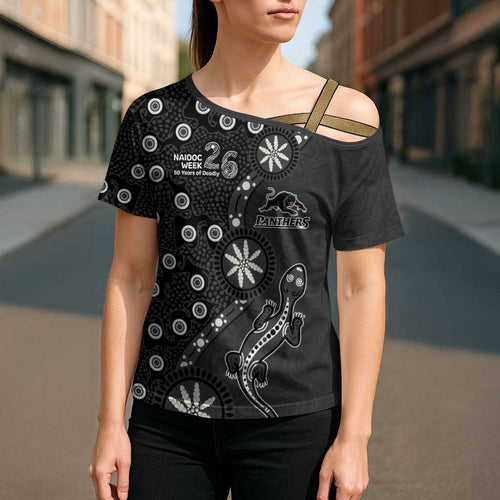 Penrith Panthers NAIDOC Week 2026 Cross Shoulder Shirt Aboriginal Lizard Dot Painting - 50 Years of Deadly