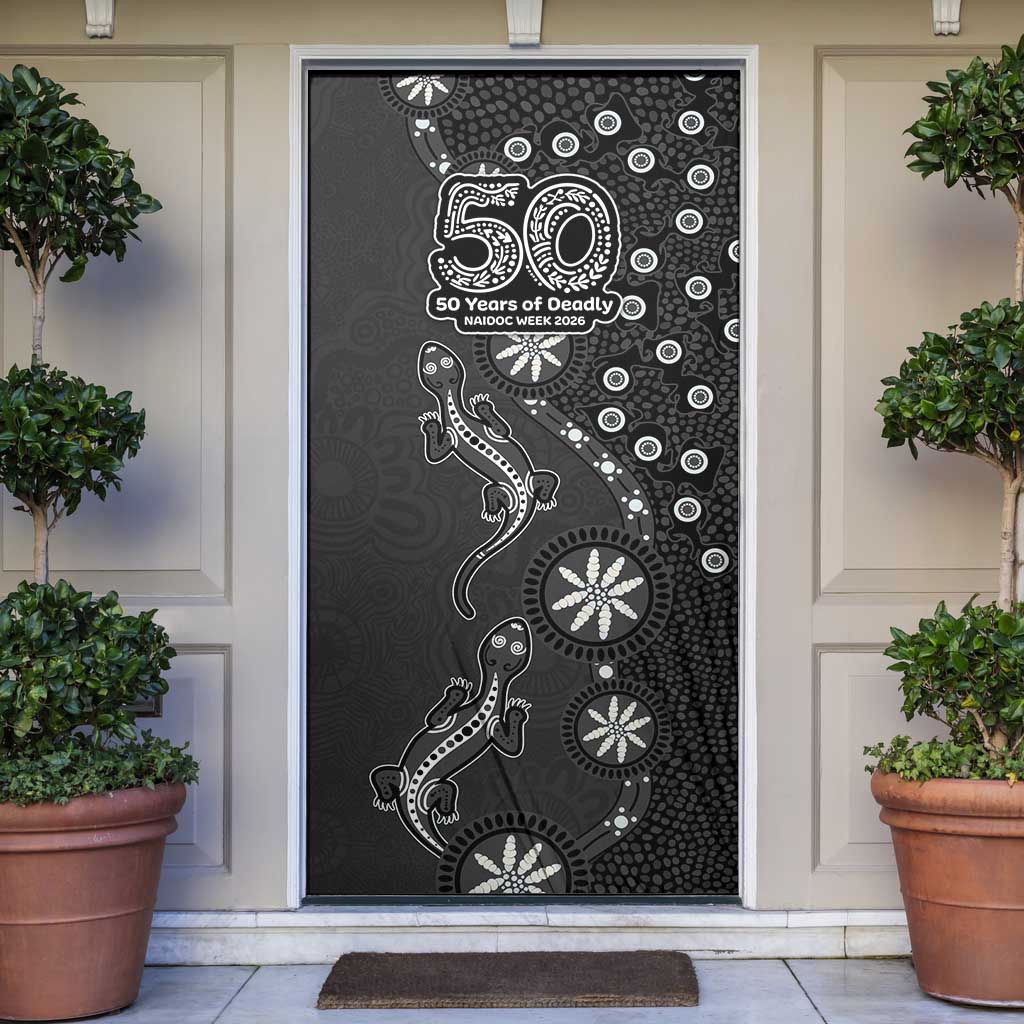 Penrith Panthers NAIDOC Week 2026 Door Cover Aboriginal Lizard Dot Painting - 50 Years of Deadly