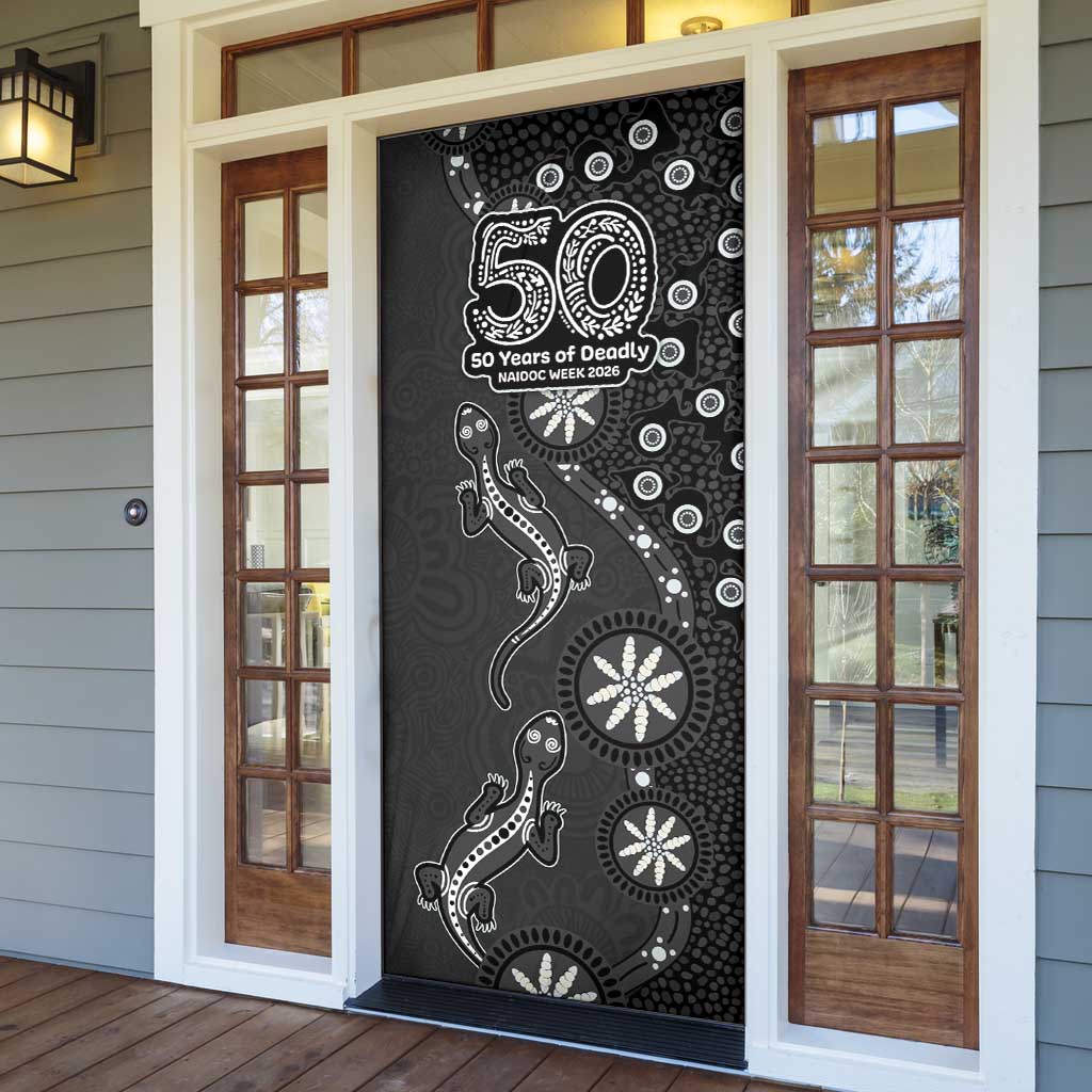 Penrith Panthers NAIDOC Week 2026 Door Cover Aboriginal Lizard Dot Painting - 50 Years of Deadly
