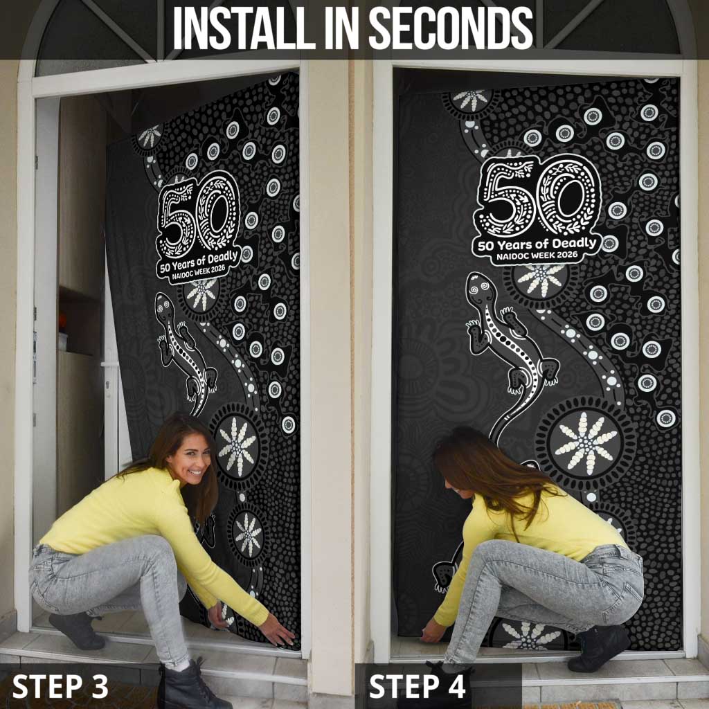Penrith Panthers NAIDOC Week 2026 Door Cover Aboriginal Lizard Dot Painting - 50 Years of Deadly