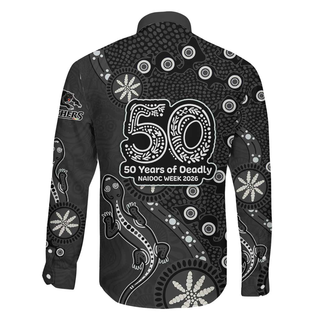 Penrith Panthers NAIDOC Week 2026 Family Matching Long Sleeve Bodycon Dress and Hawaiian Shirt Aboriginal Lizard Dot Painting - 50 Years of Deadly