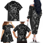 Penrith Panthers NAIDOC Week 2026 Family Matching Off The Shoulder Long Sleeve Dress and Hawaiian Shirt Aboriginal Lizard Dot Painting - 50 Years of Deadly