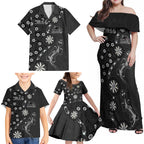 Penrith Panthers NAIDOC Week 2026 Family Matching Off Shoulder Maxi Dress and Hawaiian Shirt Aboriginal Lizard Dot Painting - 50 Years of Deadly