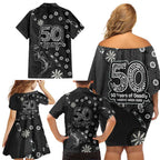 Penrith Panthers NAIDOC Week 2026 Family Matching Off Shoulder Short Dress and Hawaiian Shirt Aboriginal Lizard Dot Painting - 50 Years of Deadly