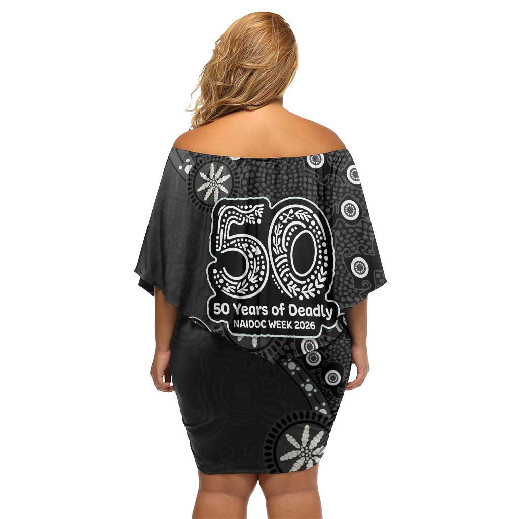 Penrith Panthers NAIDOC Week 2026 Family Matching Off Shoulder Short Dress and Hawaiian Shirt Aboriginal Lizard Dot Painting - 50 Years of Deadly