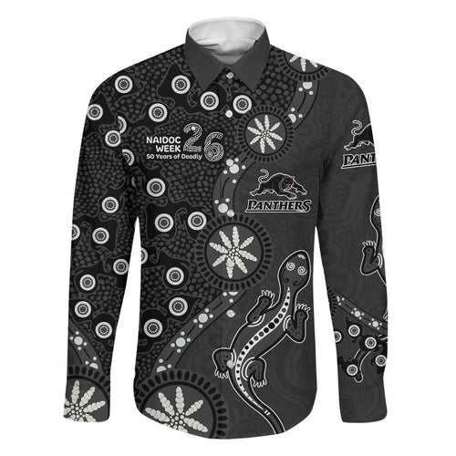 Penrith Panthers NAIDOC Week 2026 Family Matching Short Sleeve Bodycon Dress and Hawaiian Shirt Aboriginal Lizard Dot Painting - 50 Years of Deadly