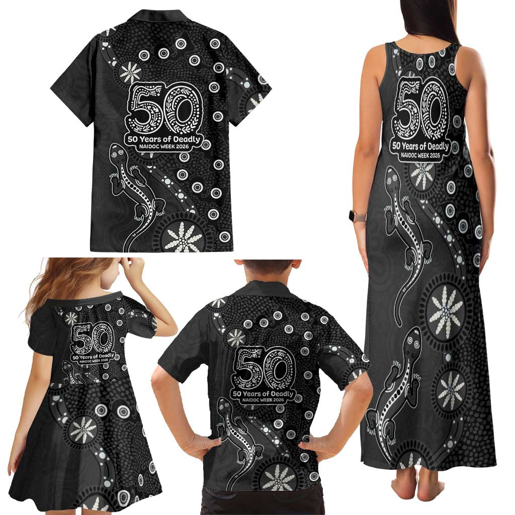 Penrith Panthers NAIDOC Week 2026 Family Matching Tank Maxi Dress and Hawaiian Shirt Aboriginal Lizard Dot Painting - 50 Years of Deadly