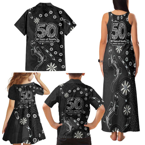 Penrith Panthers NAIDOC Week 2026 Family Matching Tank Maxi Dress and Hawaiian Shirt Aboriginal Lizard Dot Painting - 50 Years of Deadly