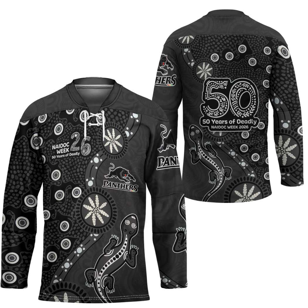 Penrith Panthers NAIDOC Week 2026 Hockey Jersey Aboriginal Lizard Dot Painting - 50 Years of Deadly