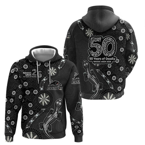 Penrith Panthers NAIDOC Week 2026 Hoodie Aboriginal Lizard Dot Painting - 50 Years of Deadly