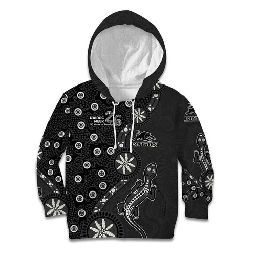 Penrith Panthers NAIDOC Week 2026 Kid Hoodie Aboriginal Lizard Dot Painting - 50 Years of Deadly